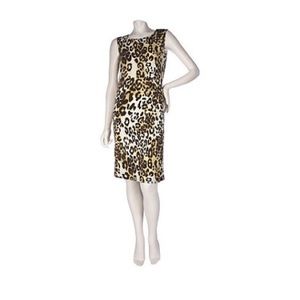 🔴Nina Leonard sleeveless 🐆leopard print sheath